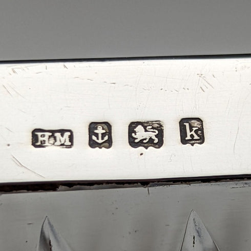 1909 British Antique Pure Silver Decorated Large Cut Glass Bowl 1265g Henry Manton